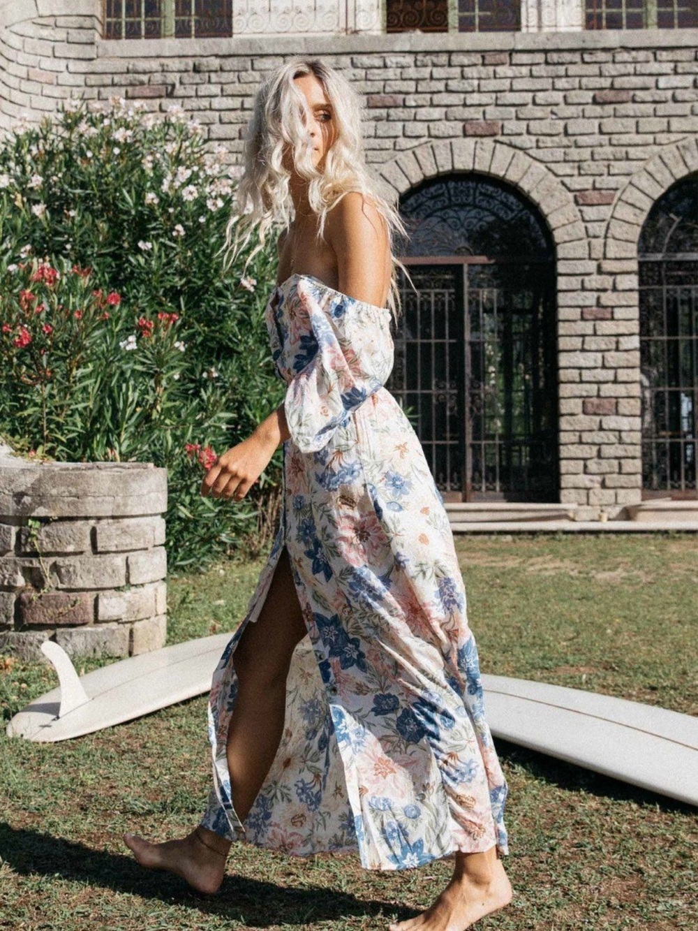 Billabong Floral Off-Shoulder Maxi Dress